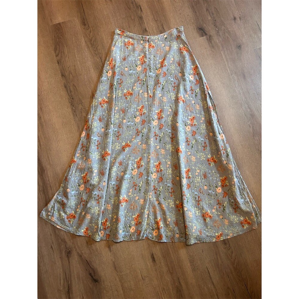 Natural Life Skirt Womens Size M Gray Blue Floral Tiered Maxi Boho Flowy - Picture 11 of 11